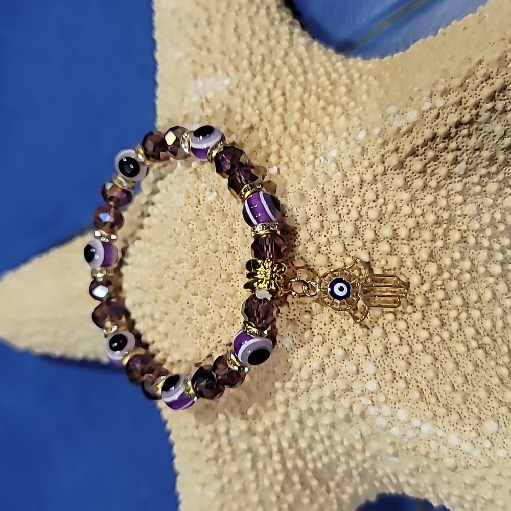 EVIL EYE HAND OF GOD CRYSTAL BRACELET
